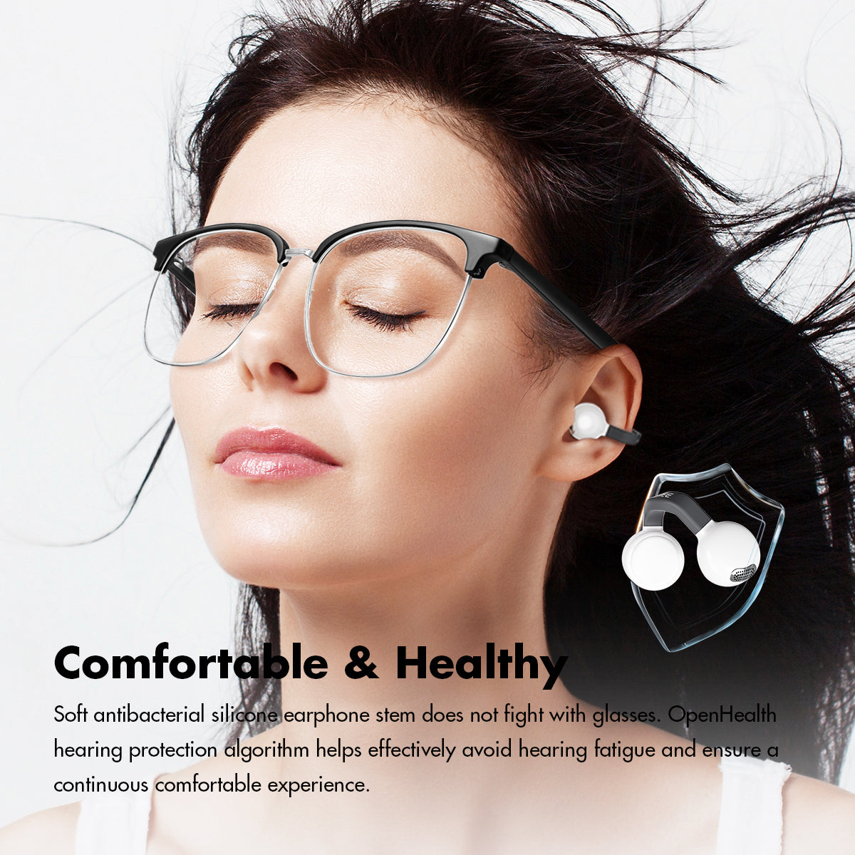 ROSESELSA OpenFree Open Ear Wireless Earbuds LDAC LDHC HiFi Sound Bluetooth 5.4 Earphones 52H Battery LC3 Game Mode 20ms