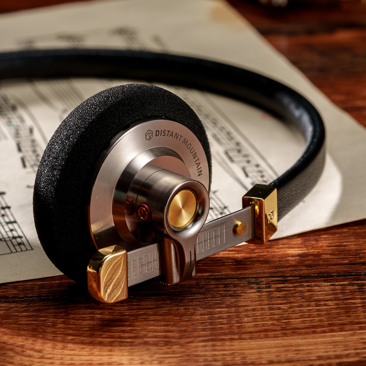 ROSESELSA Distant Mountain On Ear Wired Headphones, HIFI OOTD Vintage Headsets, Metal & Leather Earphones, 40mm DD MMCX 3.5mm