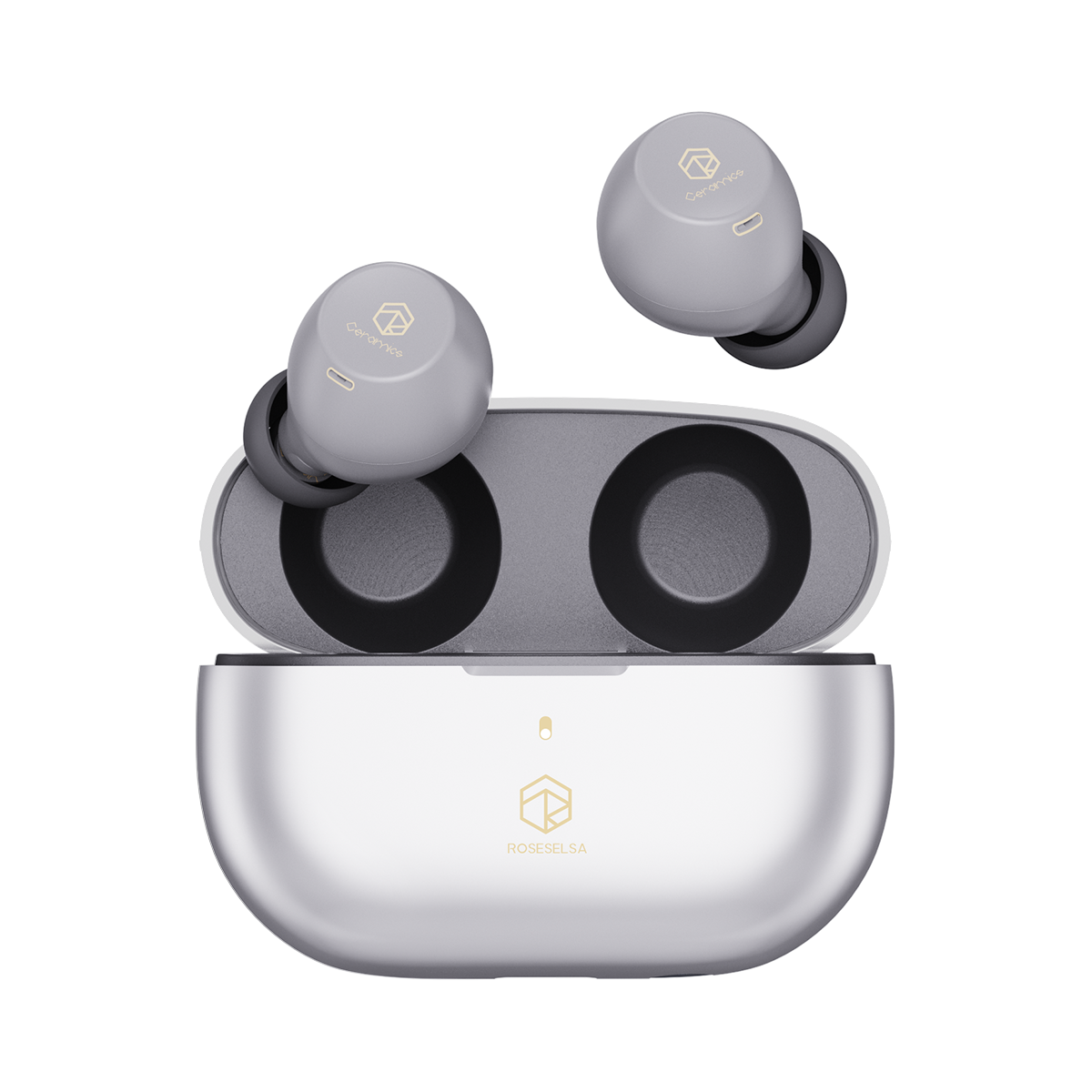 ROSESELSA CERAMICS X True Wireless Stereo Earbuds, ANC Headphones with 4 HD Mics, IPX5 Sweat Resistant Anti-Wind Earphones, LDAC, 40H 54ms Gaming Mode Dual Connectivity