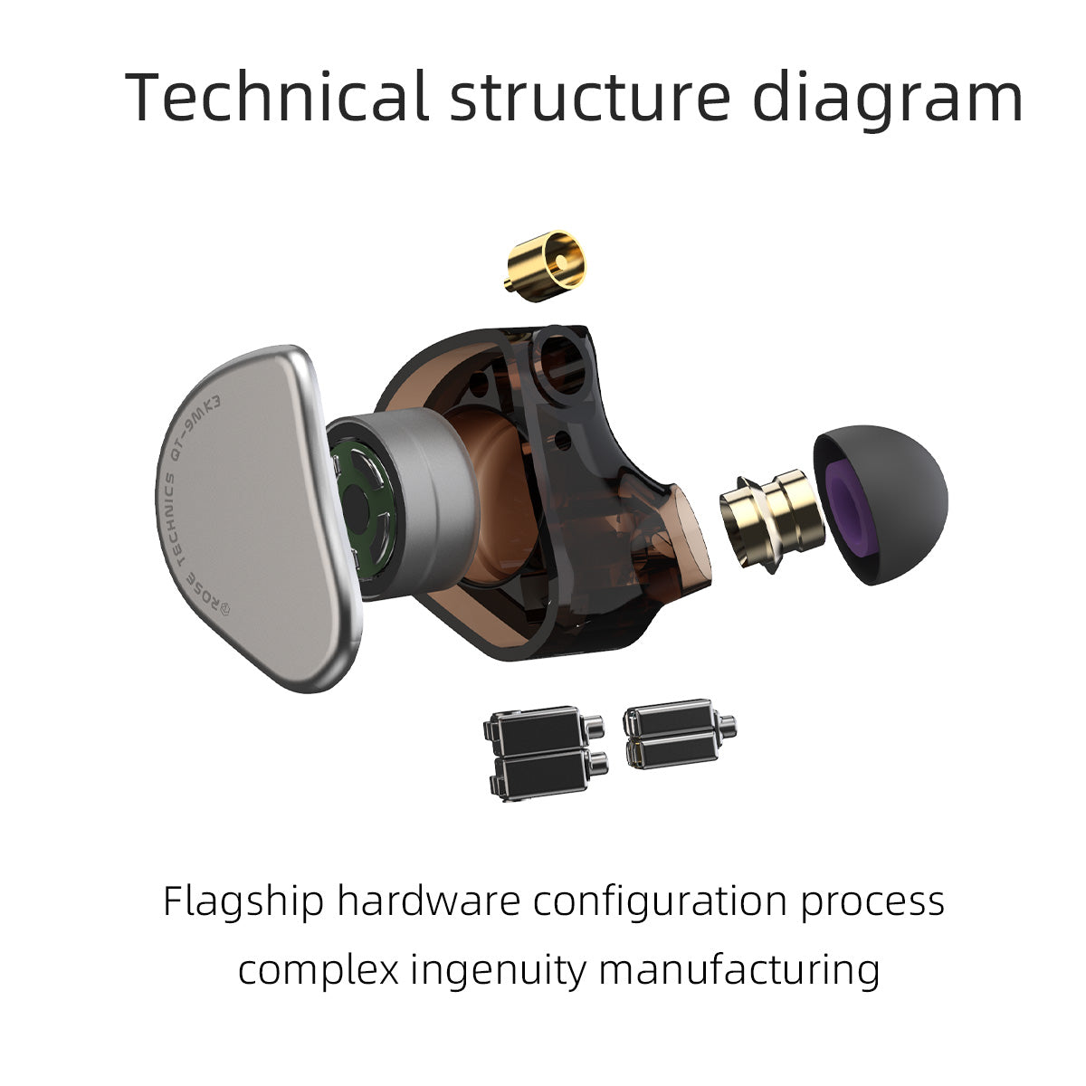 ROSE TECHNICS QT9 MK3, 1DD+4BA Hybrid In-Ear Monitor HiFi Earbuds Wired Earphones MMCX Detachable Headphone Cable IEM