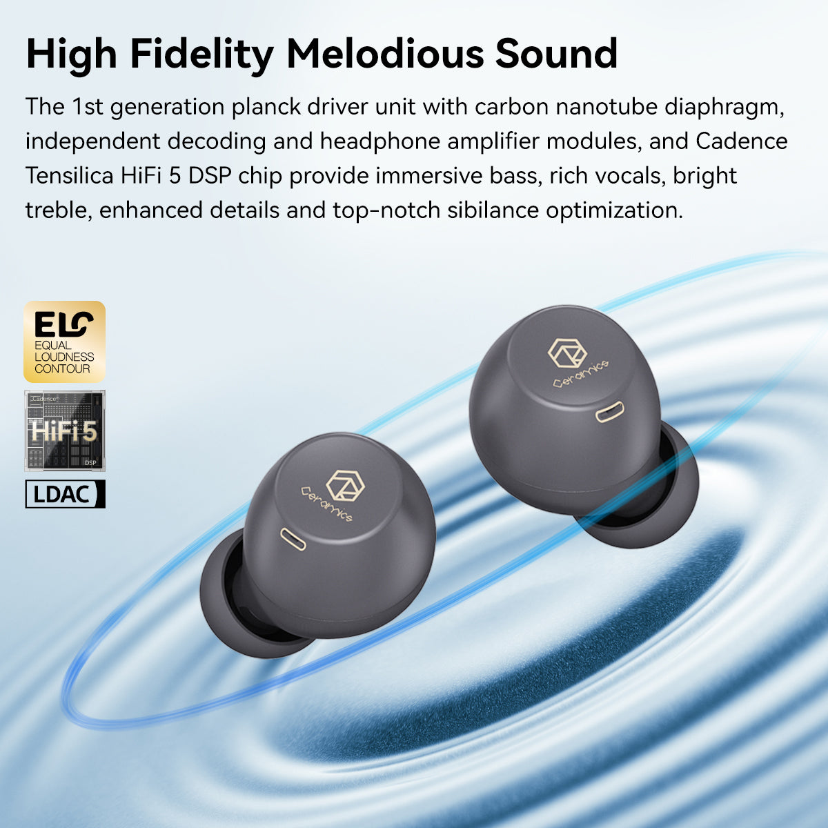 ROSESELSA CERAMICS X True Wireless Stereo Earbuds, ANC Headphones with 4 HD Mics, IPX5 Sweat Resistant Anti-Wind Earphones, LDAC, 40H 54ms Gaming Mode Dual Connectivity