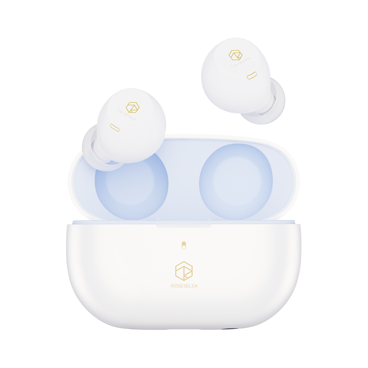 ROSESELSA CERAMICS X True Wireless Stereo Earbuds, ANC Headphones with 4 HD Mics, IPX5 Sweat Resistant Anti-Wind Earphones, LDAC, 40H 54ms Gaming Mode Dual Connectivity